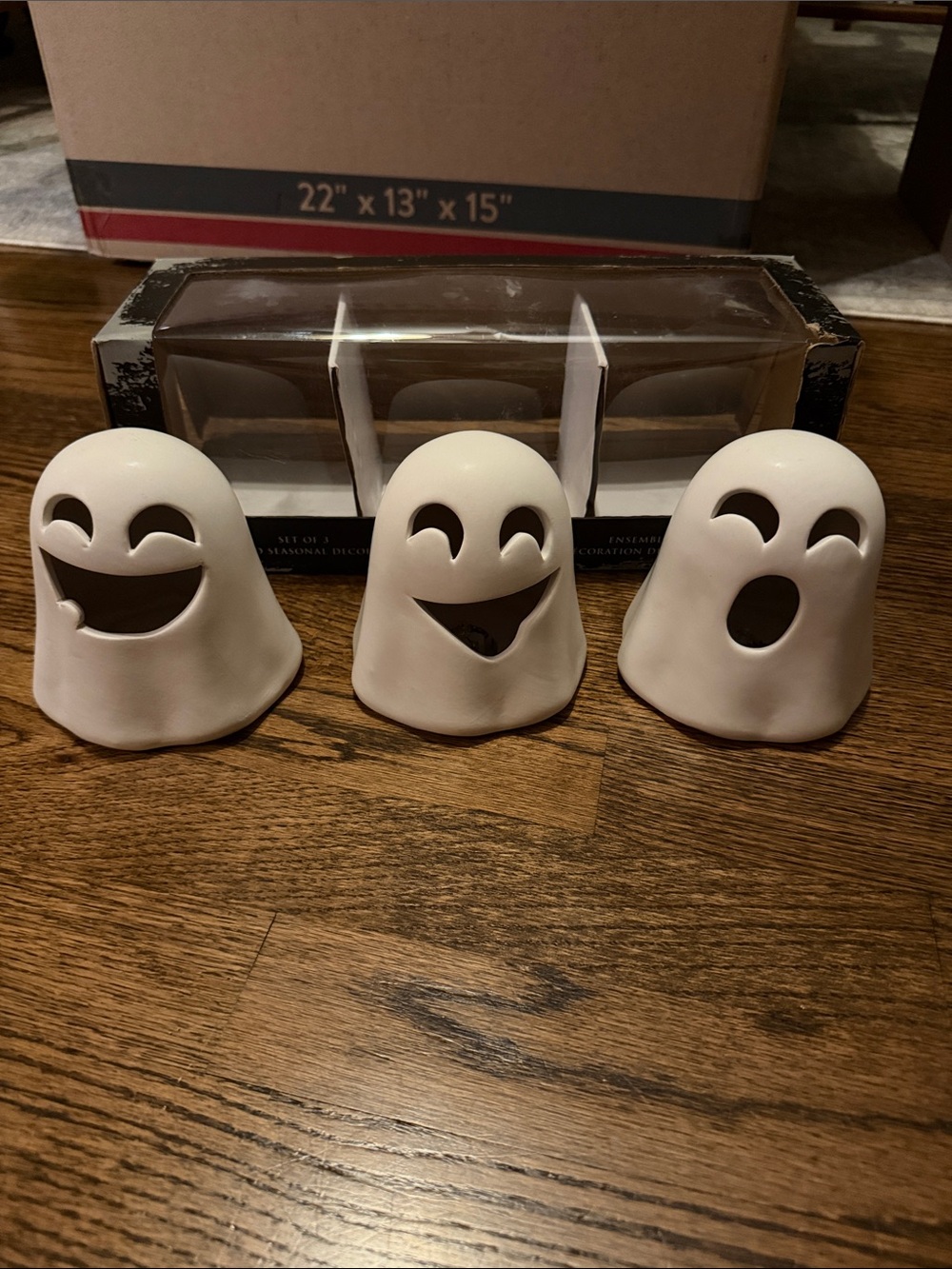 White Ceramic Ghost Lights - Set of 3